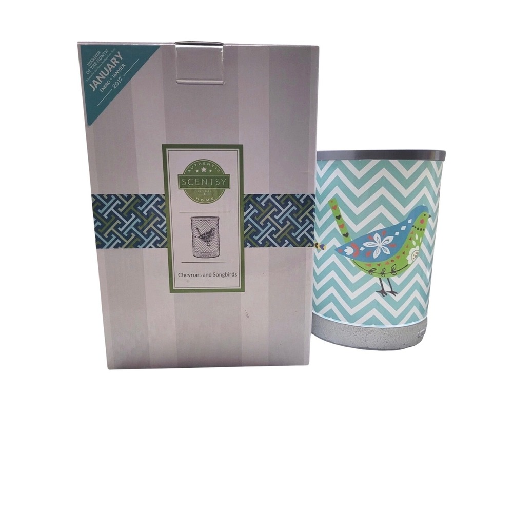 Scentsy Chevrons and Songbirds Wax Warmer Jan 2017 Teal Bird Cement Base New